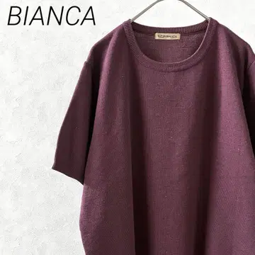 BIANCA 니트 스웨터 반팔 크루넥 심플 넉넉한 울 혼방