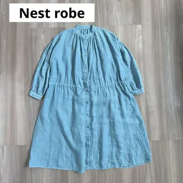 Nest robe 스카이블루 긴팔 린넨 원피스 린넨 100%