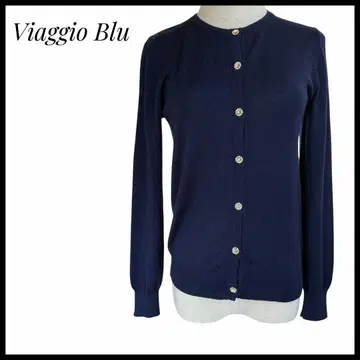 Viaggio Blu 네이비 버튼이 달린 가디건 긴팔 울 업무용