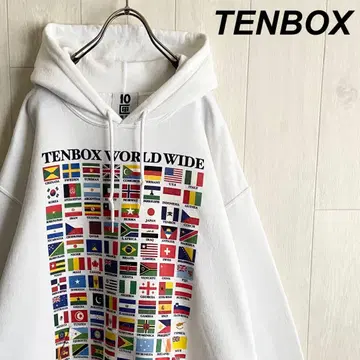 TENBOX 텐박스 양면 국기 로고 맨투맨 풀오버 후드티