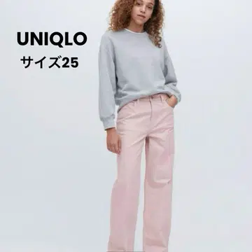 [새상품] 유니클로 데님 팬츠 배기진 핑크 25