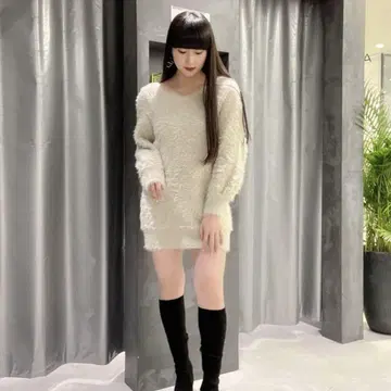 EMODA 2WAY 샤기 미니 원피스 White