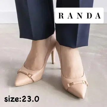 RANDA 란다 펌프스 가죽 핑크 비트 부품 슬림 레그 23cm 새상품급