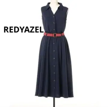REDYAZEL(레이디 아젤) 셔츠 옷깃 슬리브리스 플레어 원피스