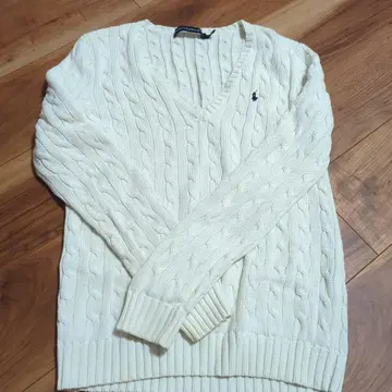 Ralph Lauren 케이블 니트 스웨터 M 아이보리