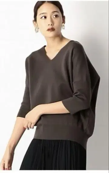 콤사 COMME CA 밀라노 리브 돌먼 스타일 니트 풀오버 브라운