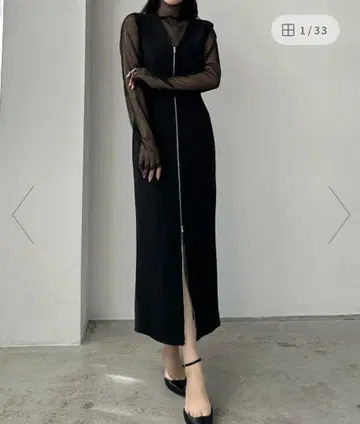 프론트 더블 지퍼 I 라인 점퍼 스커트