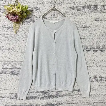 아나이 크루넥 라메 믹스 가디건 실버 M 사이즈 얇은 소재 긴팔 비침