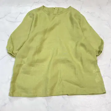 DoCLASSE 두클라쎄 연두색 린넨 100% 블라우스 반팔