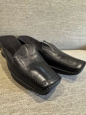ZANOTTI 블랙 가죽 슬립온