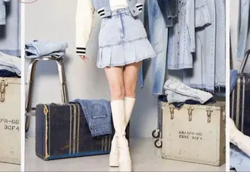 Darich 다리치 데님 플리츠 미니 스커트