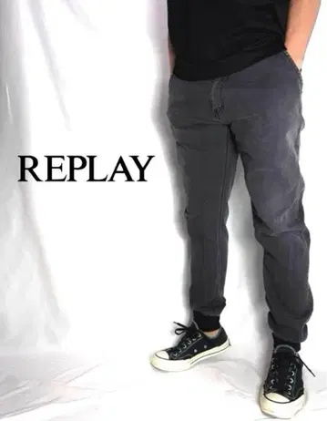 XL 새상품급 REPLAY | 하이퍼 프리 데님 이지 조거 팬츠
