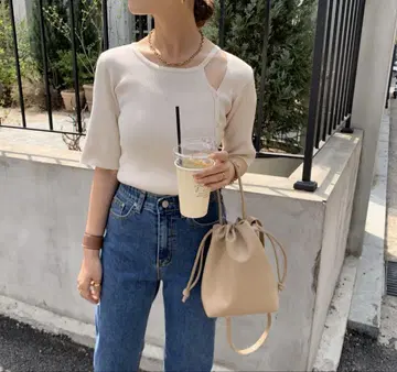 blate 부드러운 복조리 백 가방 가방 숄더 베이지 귀여운