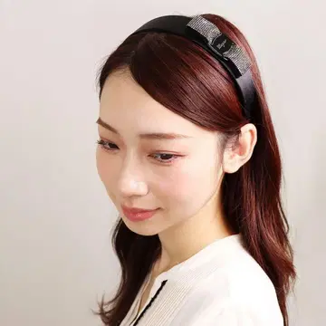 스톤 리본 헤어밴드 블랙