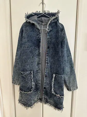 vintage 데님 아우터 후드 프린지 후지