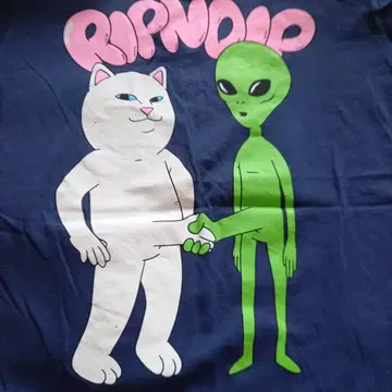 RIPNDIP 에이리언 고양이 티셔츠 네이비