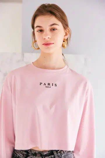 핑크 크롭 긴팔 티셔츠 Soir,5 Cocotte paris
