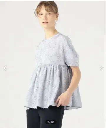 새상품 ballsey 마가렛 컷 자카드 허리 개더 블라우스 36