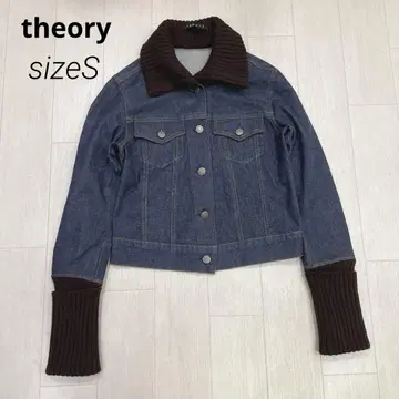 theory 이탈리아제 리브 니트 옷깃 소매 스트레치 데님 자켓 S