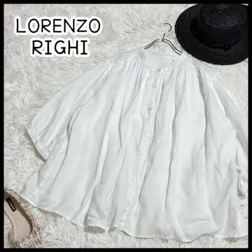 lorenzo righi 화이트 린넨 100% 오부 소매 셔츠 빅 사이즈
