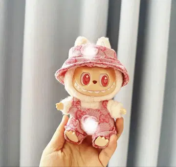 labubu 라부부 봉제 인형 옷 핑크 오버롤 2개 세트