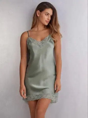 Intimissimi 슬립 M 아쉬 그린 실크 100%