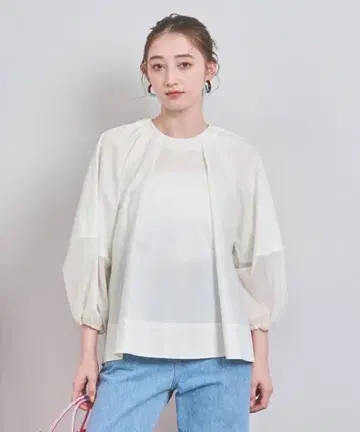 UNITED ARROWS 시어 슬리브 콤비 블라우스