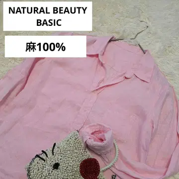 내추럴뷰티 베이직 린넨 100% 블라우스 긴팔 핑크