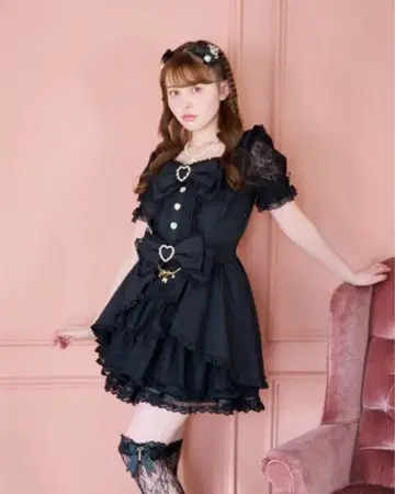LIZLISA 프론트 카슈쿨 BIG 리본 셋업 블랙