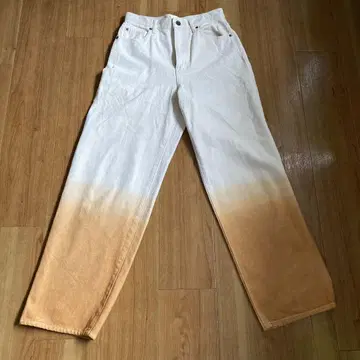 시루무린 그라데이션 아이보리 오렌지 루즈 데님 청바지