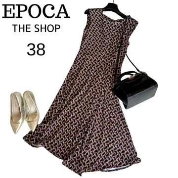 EPOCA THE SHOP 기하학 패턴 프린트 드레스 원피스 38 브라운