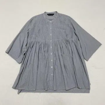 새상품급 24SS 미즈이로 인드 스탠드 카라 핀턱 셔츠 블랙 F