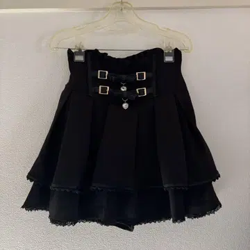 LIZLISA 2줄 리본 벨트 치마바지 블랙