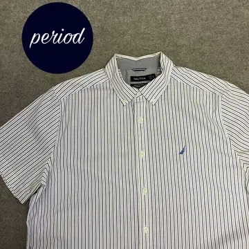 P2076 NAUTICA 스트라이프 로고 반팔 셔츠 구제 의류