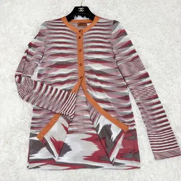 MISSONI 오렌지 택 올 패턴 가디건 긴팔 얇은 소재 42