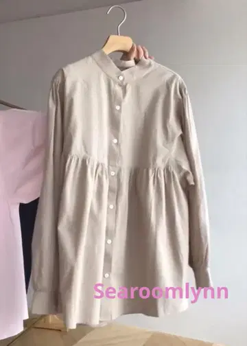 시루무린 코튼 워시 개더 셔츠