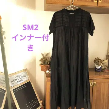 Samansa Mos2 A라인 롱 원피스 네이비 이너 포함