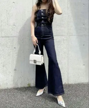 스파이럴걸 오프숄더 데님 살로펫 백리본