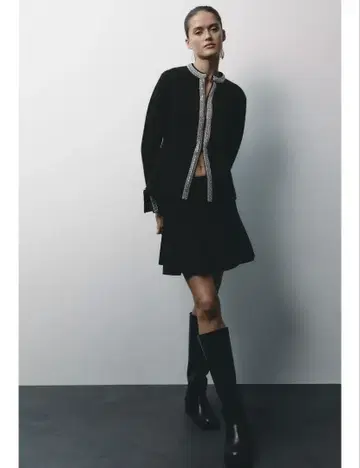 ZARA 와이드 힐 부츠 블랙 26 40