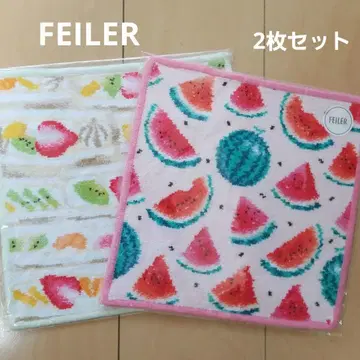 페이러 타월 손수건 2장 세트 후르츠 샌드, 수박 도트