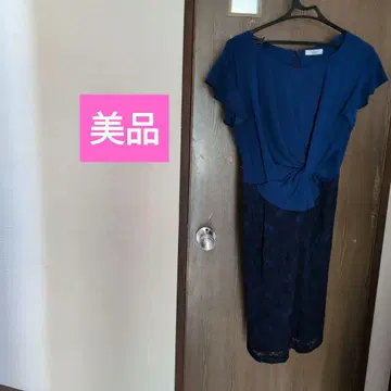 새상품급 네이비 레이스 드레스 플레어 슬리브