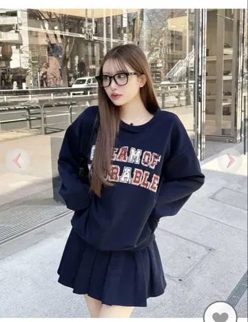 Cheri mi 플리츠 스커트 셋업 (이너 팬츠 포함) 네이비