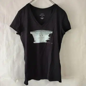 ARMANI EXCHANGE 반팔 티셔츠 로고 티셔츠 V넥 블랙 M
