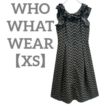 WHO WHAT WEAR [XS] 롱 원피스 슬리브리스 프릴 블랙