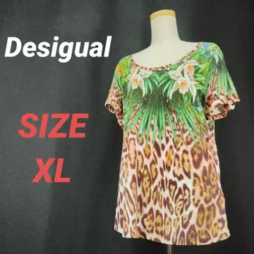 Desigual 데시구알 꽃무늬 컷 티셔츠 레오파드 무늬 스팽글 여성용