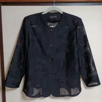 frohlich 블랙 레이스 노카라 자켓 M
