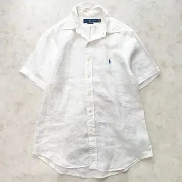 RALPH LAUREN 반팔 린넨 셔츠 린넨 100% 포니 자수 M 상당