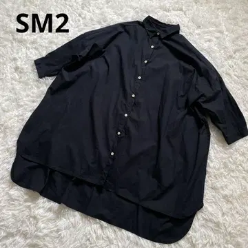 사만사 모스모스 SM2 반팔 롱 셔츠 루즈한 프리 사이즈 블랙