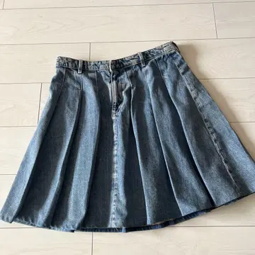 ZARA 데님 플리츠 스커트 M 사이즈