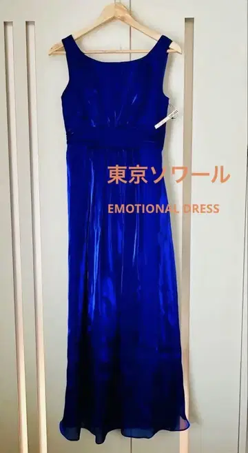 파란색 롱 드레스 레이스업 백
